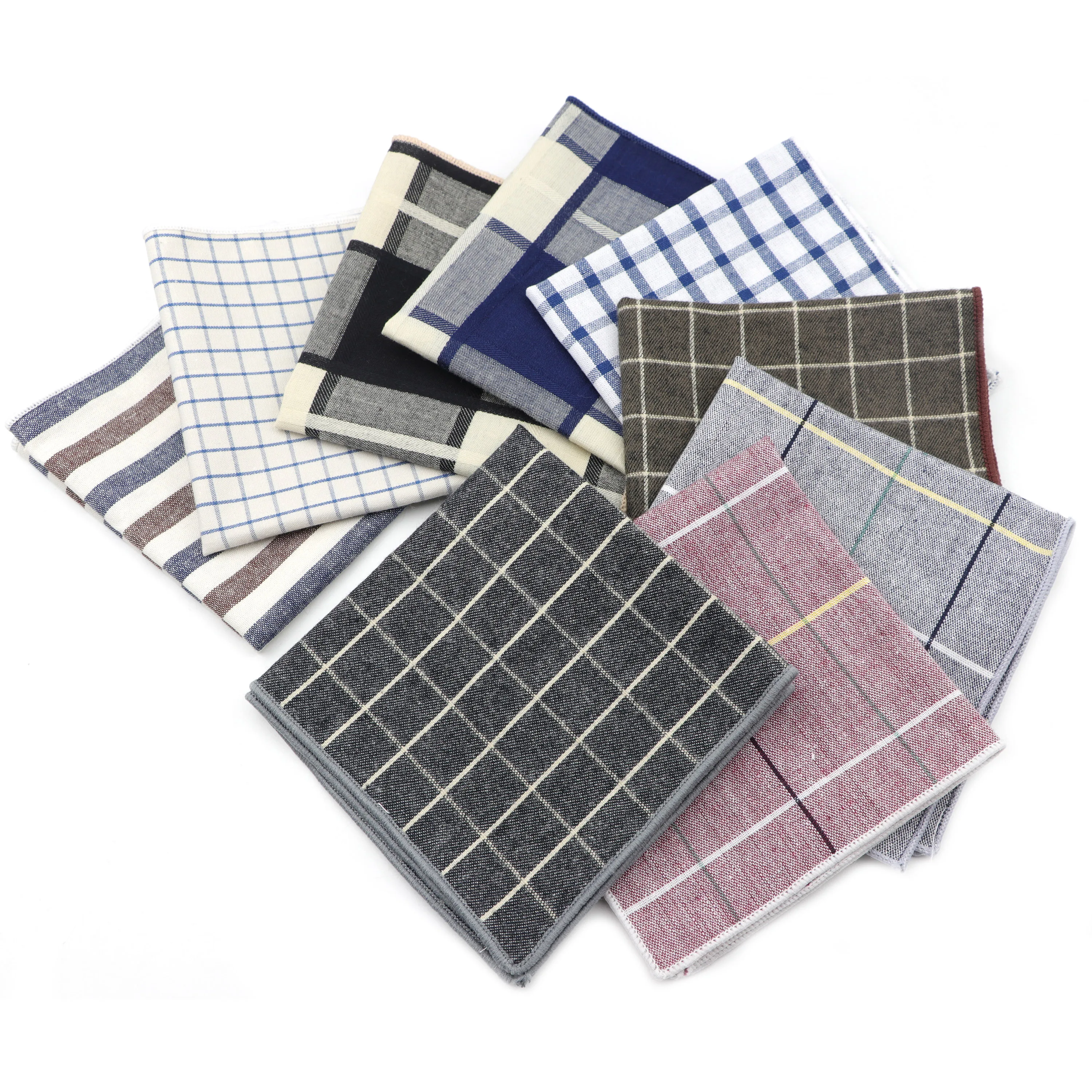 

Men Suits Cotton Sunny Handkerchiefs Striped Plaid Printing Colorful Pocket Square Hankies Business Casual Square Pockets Hanky