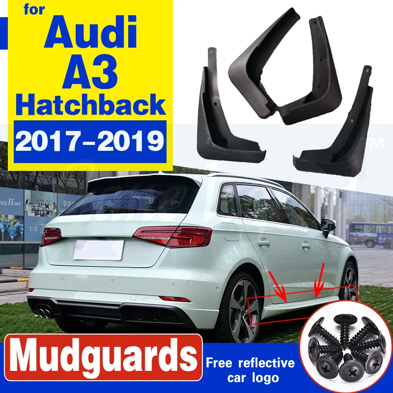 Car Mudflap for Audi A3 Sportback Hatchback 2017~2019 Fender Mud Guard Splash Flaps Mudguards Soft plastic Accessories 2018