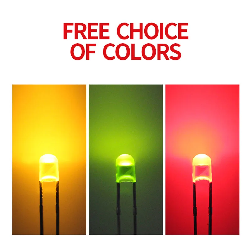 1000PCS 3x4.1mm Round Edge Short Leg DIP LED Color Highlight Red Blue Green And Yellow Light-Emitting Diode