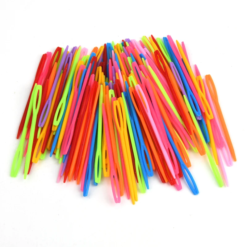 20PCs Mixed Color 7cm/9.5cm Plastic Needles Crochet Hooks Wool Yarn Needle Children DIY Sweater Weaving Tools Accessory