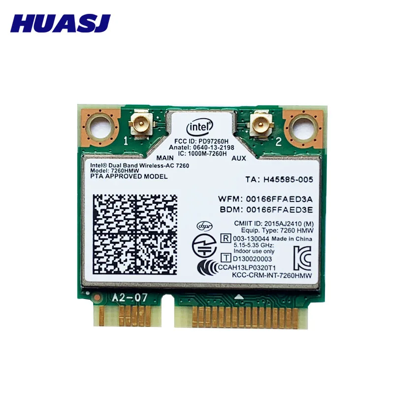 Dual Band Wireless Wifi Card for Intel 7260 7260HMW Medium Mini PCI-E 2.4G / 5Ghz 1200M BT 4.0 Wi-Fi Adapter 7260ac 802.1