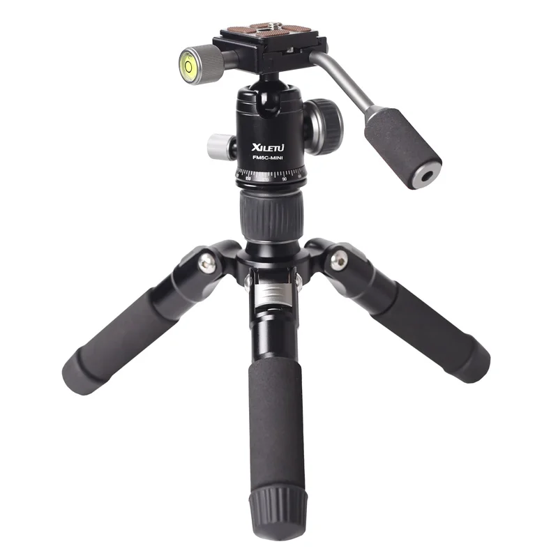 XILETU FM5C-MINI Aluminum Mini Tripod Ball Head Digital SLR Camera Tabletop Stand Lightweight Desktop Phone Triangle Bracket