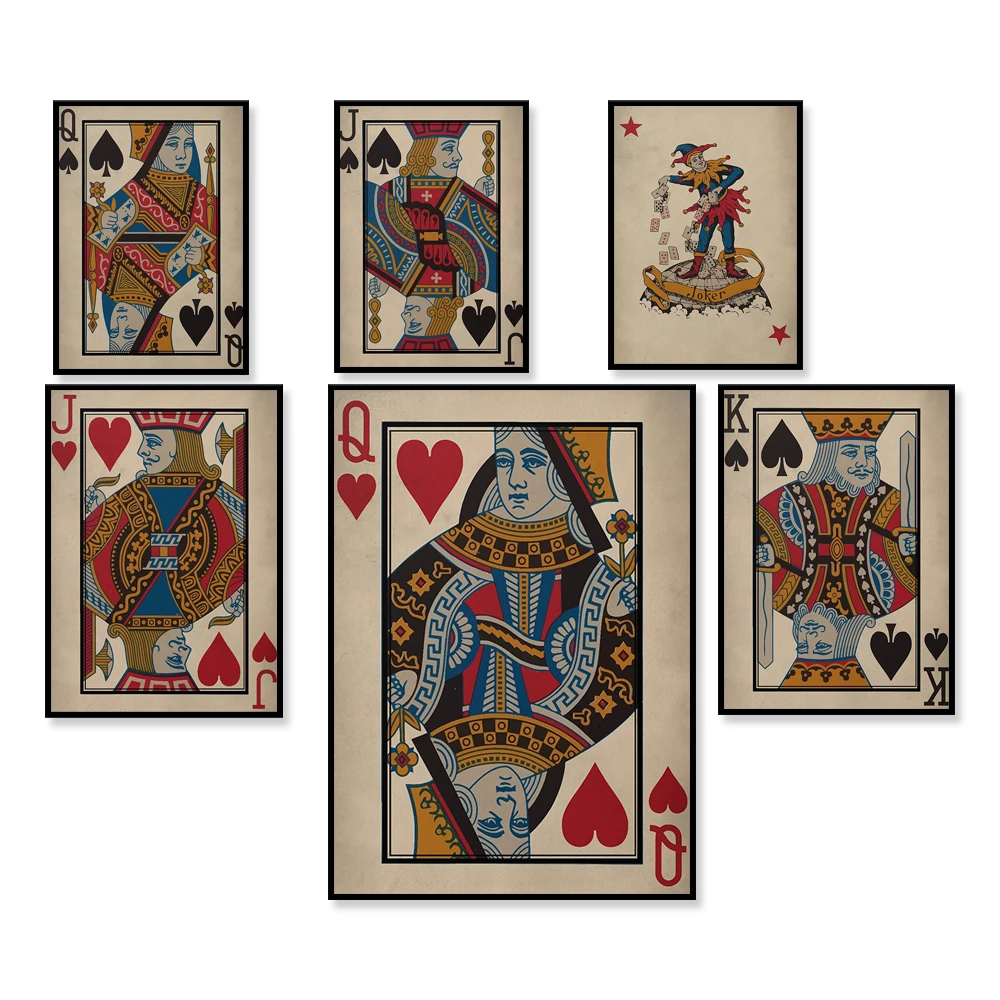 

Queen,Black Joker ,Jack Poster Print,King Of Diamonds Poker Hand Poster Print | Playing Card Wall Art Print | Wall Decor