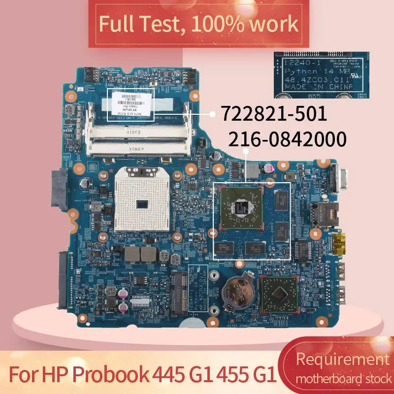 For HP Probook 445 G1 455 G1 12240-1 722821-501 216-0842000 DDR3 Notebook motherboard Mainboard full test 100% work