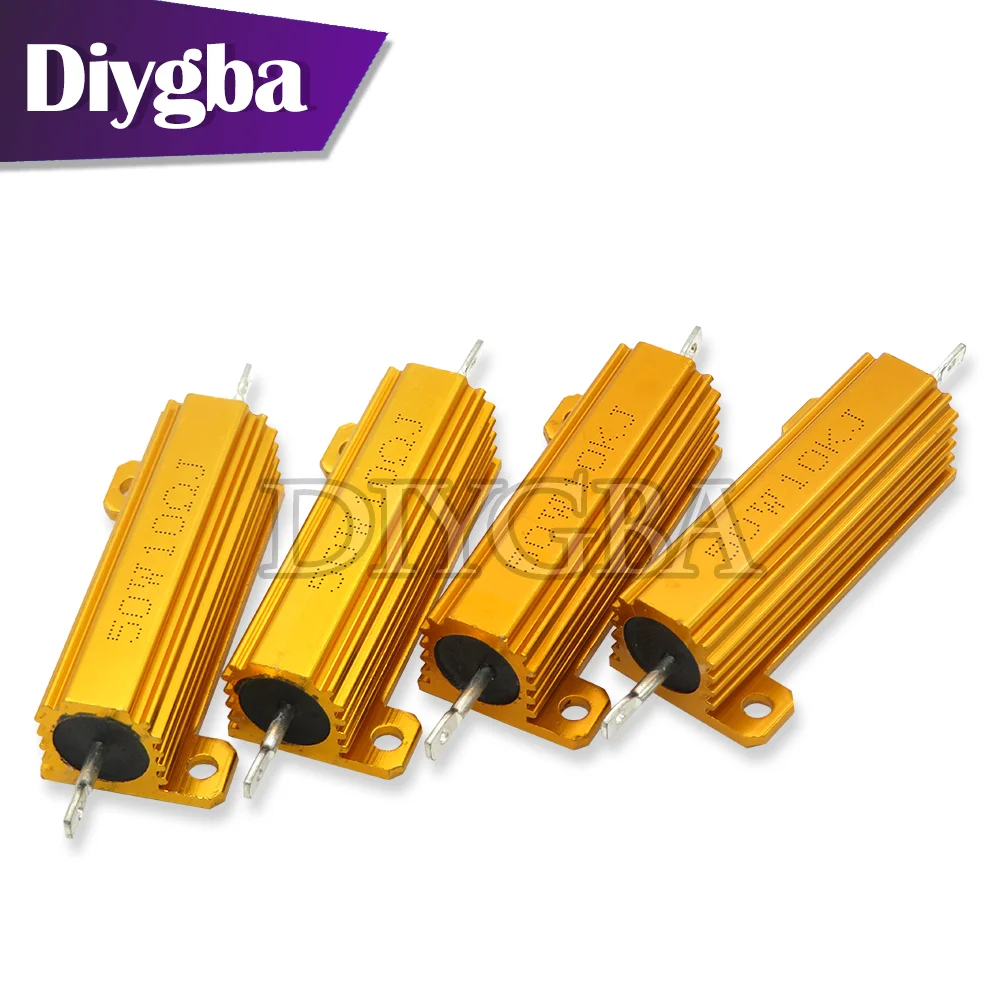 50W aluminiowa obudowa przypadku rezystor drutowy 0.01 ~ 100K 1 2 3 5 6 8 10 100 150 1K 10K 100K ohm DIYGBA RX24 odporność na