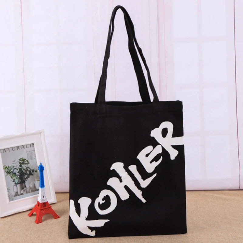 

200pcs Silkscreen Printring Your Logo Tote Bag Canvas Women Shopping Bags Natural Cotton Material Eco Friendly Handbag Shopper