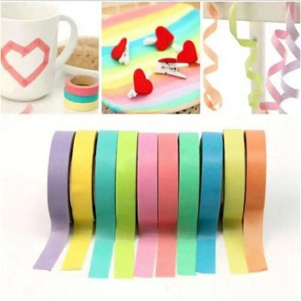 Washi Band 10 Pcs 5m Mini Multicolor Lange DIY Klebrige Papier Selbst Klebe Rolle Tapes Set