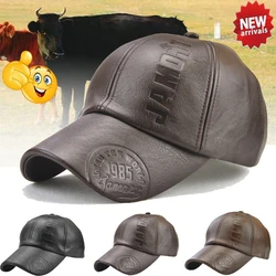 Casual Fashion Fall Winter Men PU Leather Baseball Cap Casual Moto Snapback Hat Men's Sport Baseball Cap for Father Wholesale