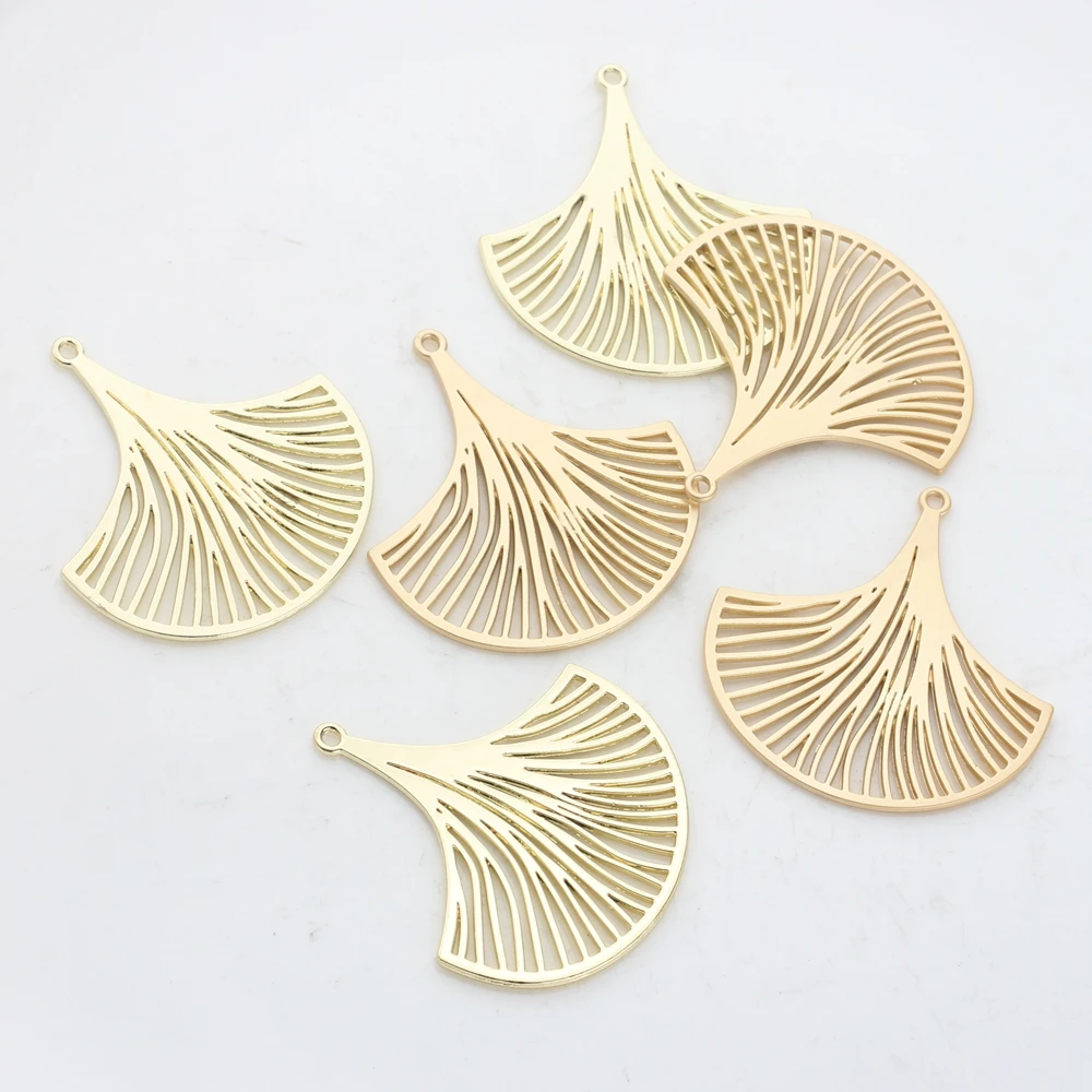 34mm 10pcs/lot Zinc Alloy Charms  Hollow Ginkgo Leaves Shape Charms For DIY Fashion Jewelry Making Finding Accessories