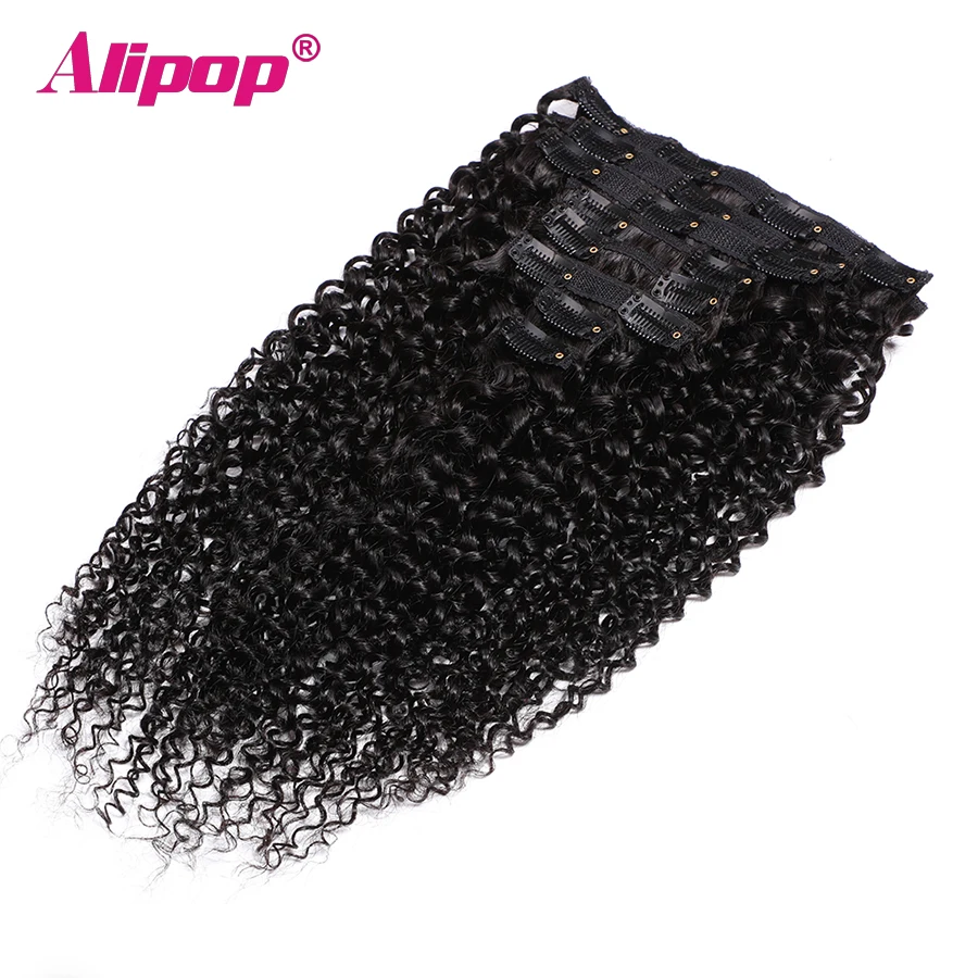 Ekstensi rambut manusia klip ikal Malaysia 100% klip rambut alami Ins 120g rambut Remy 8 buah/set kusut