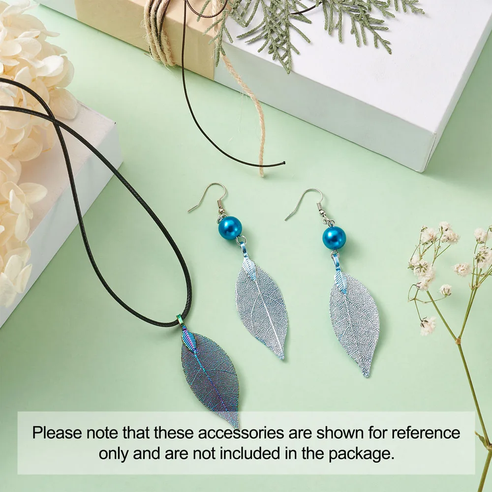 1Box Electroplated Natural Leaf Big Pendants Charms Mixed Color for DIY Handmade Jewelry Necklace Earrings Making Accessories