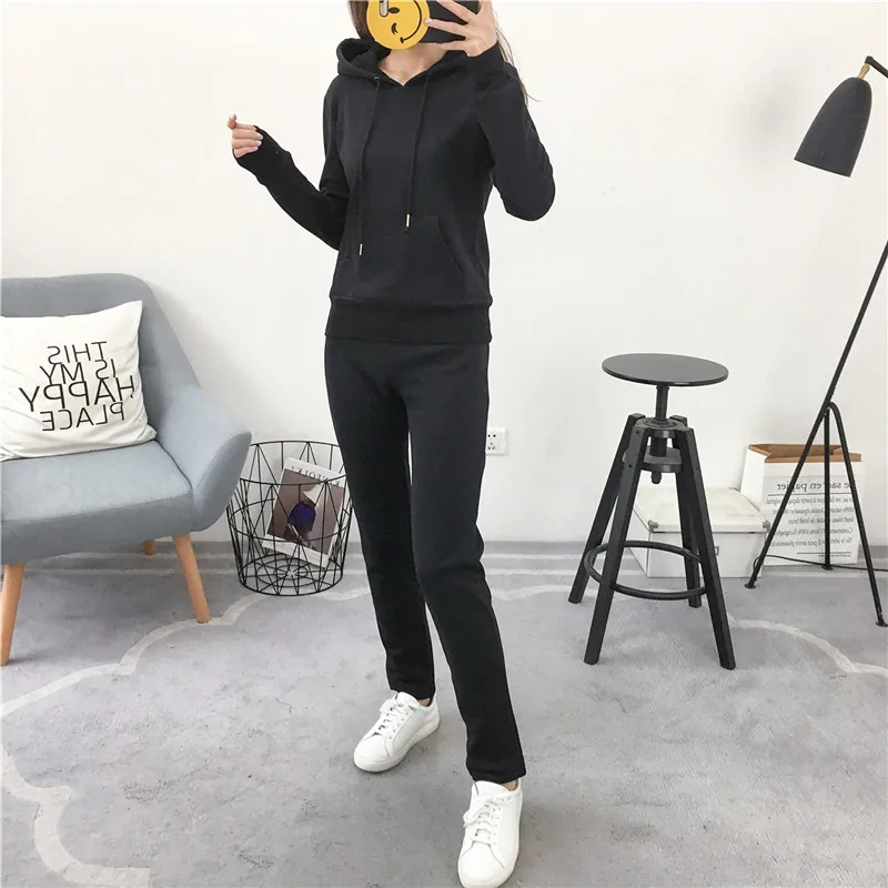 Juicy Lovers Brand Women Sporting Suits Set Velvet Pile Thicken Inside Pullover Tracksuits Hooded Collar Winter Sportswear suit