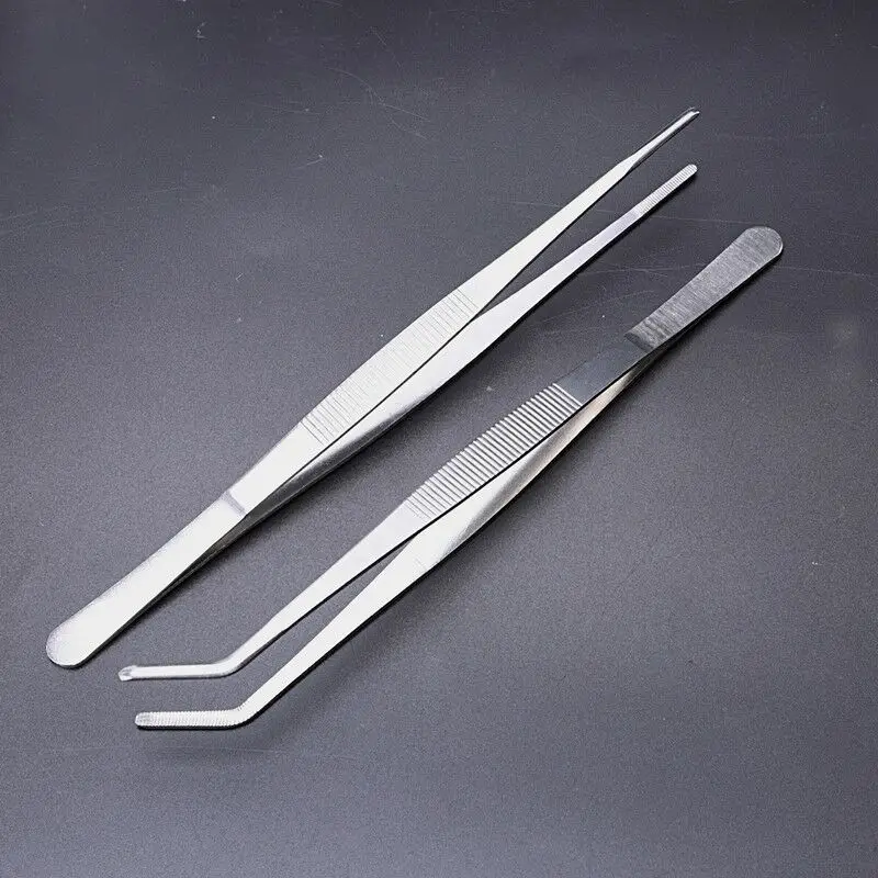 2Pcs/set Multi-popuse Stainless Steel Tweezers High-precision Household Medical Extension Long Electronic Repair Food Tweezers