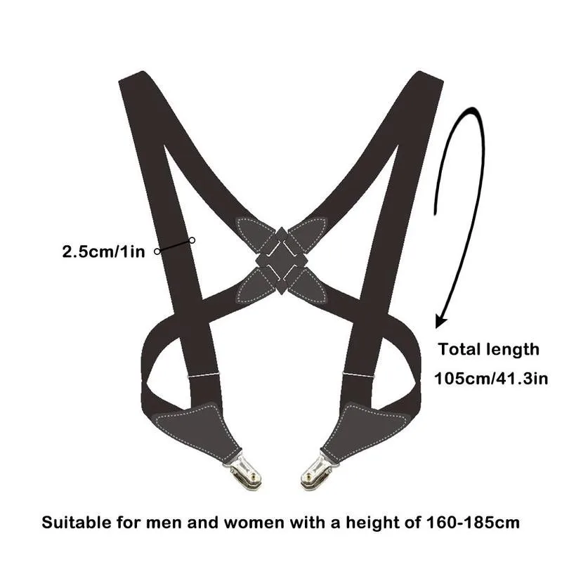 Suspender Pria Kawat Gigi Dapat Disesuaikan X Bentuk Suspender Clip-On Sabuk Tali Elastis Dewasa Suspender Aksesori Pakaian