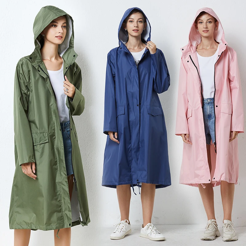 Japanese adult raincoat women's fashion walking Korean one piece poncho long waterproof breathable windbreaker outdoor travel