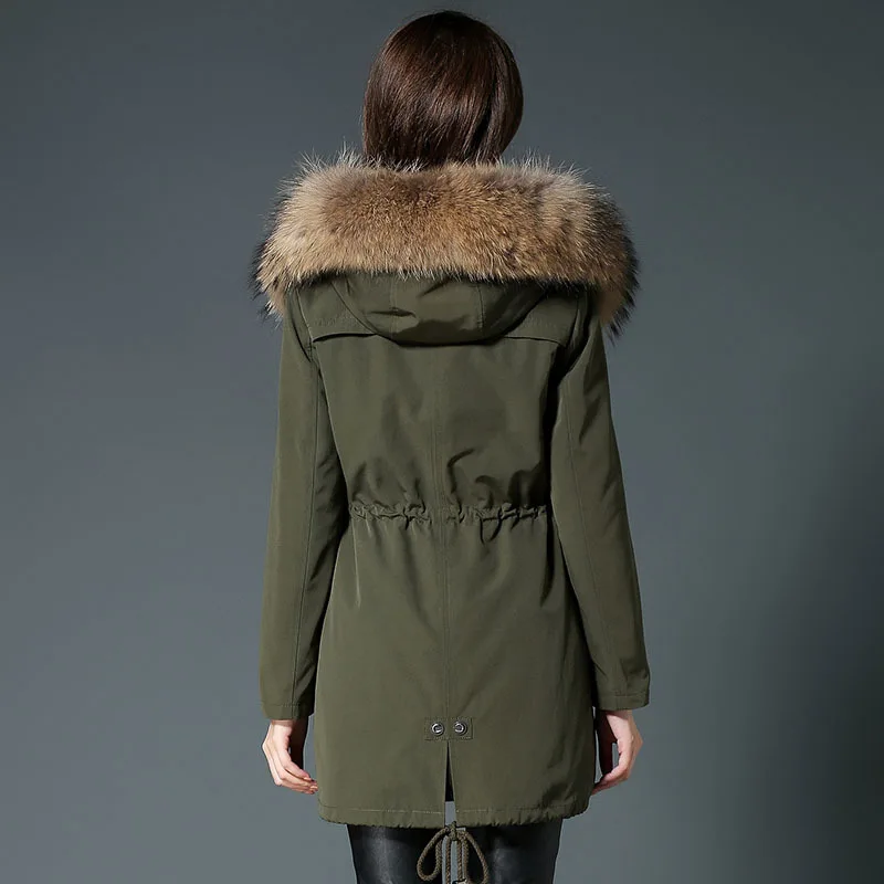 

Rex Rabbit Raccoon Collar Winter Coat Real Fur Parka for Women Clothes 2020 D2301 YY237