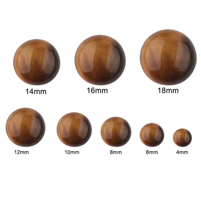 5/10pcs 4 6 8 10 12 14 16 18mm Round Tiger Eye Cabochons Natural Bulk Stone Bead for DIY Jewelry Making Pendant Bracelet