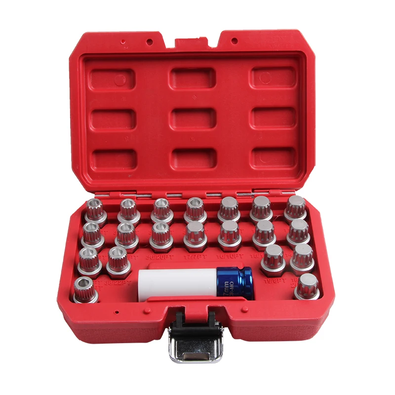 21pcs Wheel Lock Screw Socket Set for BMW Wheel Locking Key Removal Tool Kit Anti-Theft Lug Nut Screw Socket,Viktec VT13768A