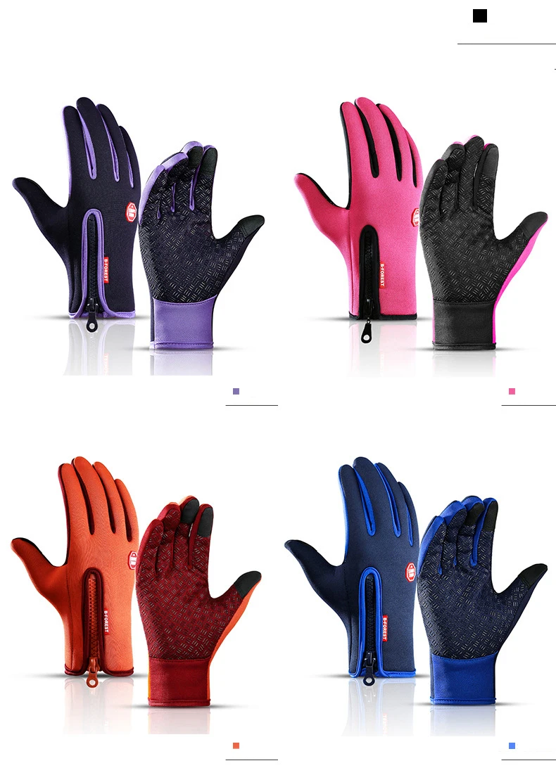 Winter Warme männer Handschuhe Touchscreen Sport Frauen Outdoor Angeln Splash-proof Skifahren Radfahren Snowboard Rutschfeste Zipper Handschuhe – Detail 12