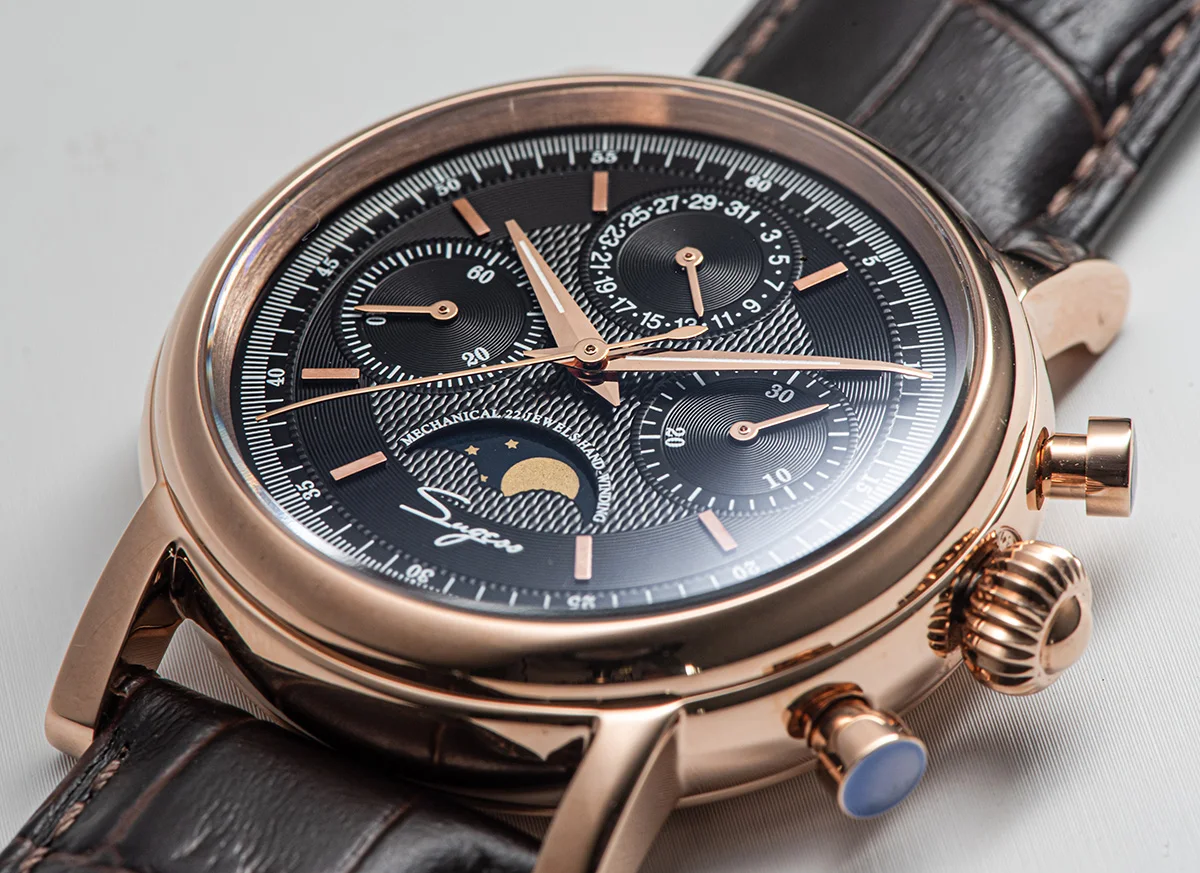 Sugess Pilot Chronograph Mechanical Watches Men Waterproof Original ST1908 Movement Moon Phase Calendar Wristwatch Swanneck 2022