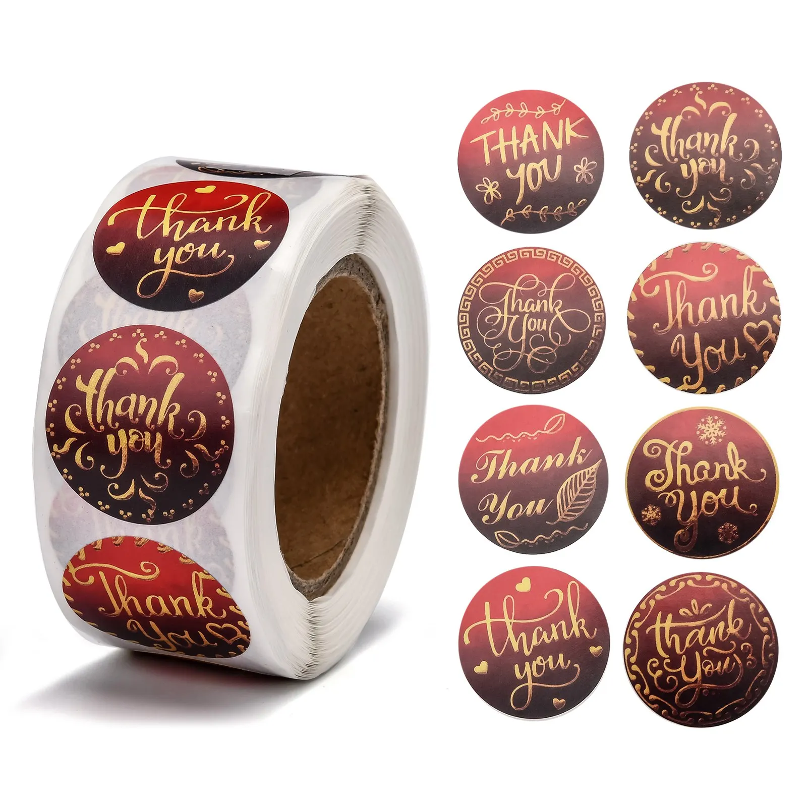 Thank You Stickers Adhesive Roll Sticker Labels for Envelopes Bubble Mailers and Bags Mixed 8 Color 25mm about 500pcs/roll