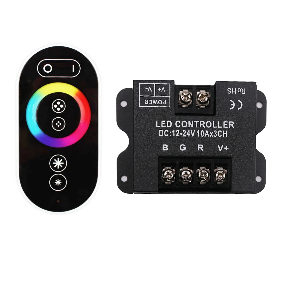 

DC12-24V RGB Controller 10Ax3CH 360W +RF Touch Remote 5050 2835 RGB LED Strip Neon Strip Controller