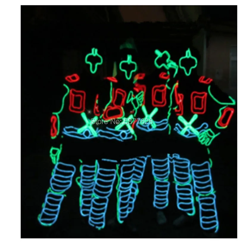 

LED Tron Dance Costumes Clothing Costume Luminous Led EL Wire Dance Wear Stage Performance Party dance Fiber Optic Clothes