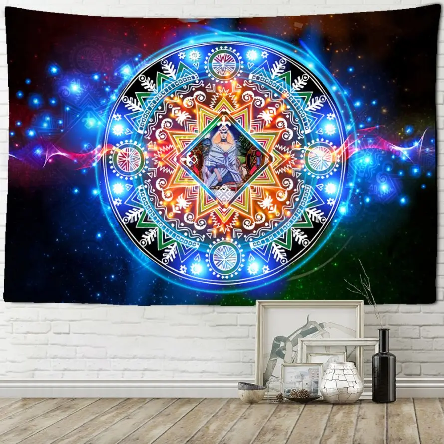 Mysterious Viking MeditationTapestry Wall Hanging Boho Decor Room Decor Wall Tapestries Psychedelic Hippie  Mandala Home Decor