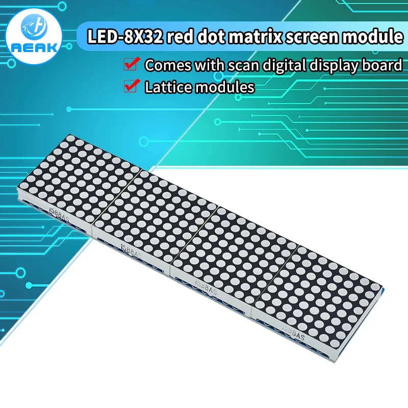 HT1632 Dot Matrix Driver with MCU Lattice-Breakout board LED HT1632C Module 8X32 Red Dot-matrix Screen 2.4V-5.5V for MCU Control