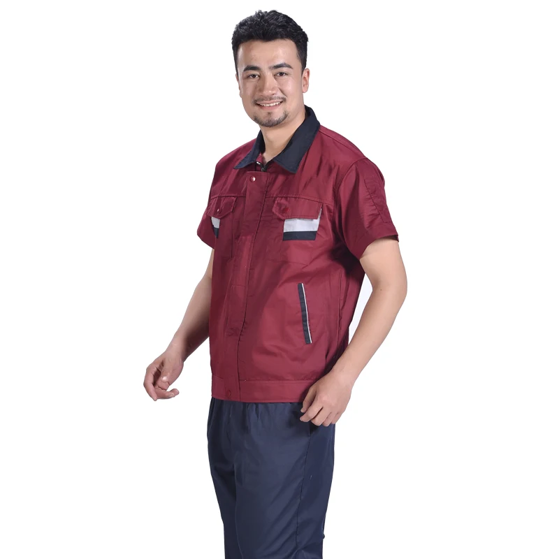 Conjunto de ropa de trabajo para hombres, uniformes de taller de fábrica, bata de manga corta fina, envío gratis, reparación de automóviles, resistente al desgaste, Verano