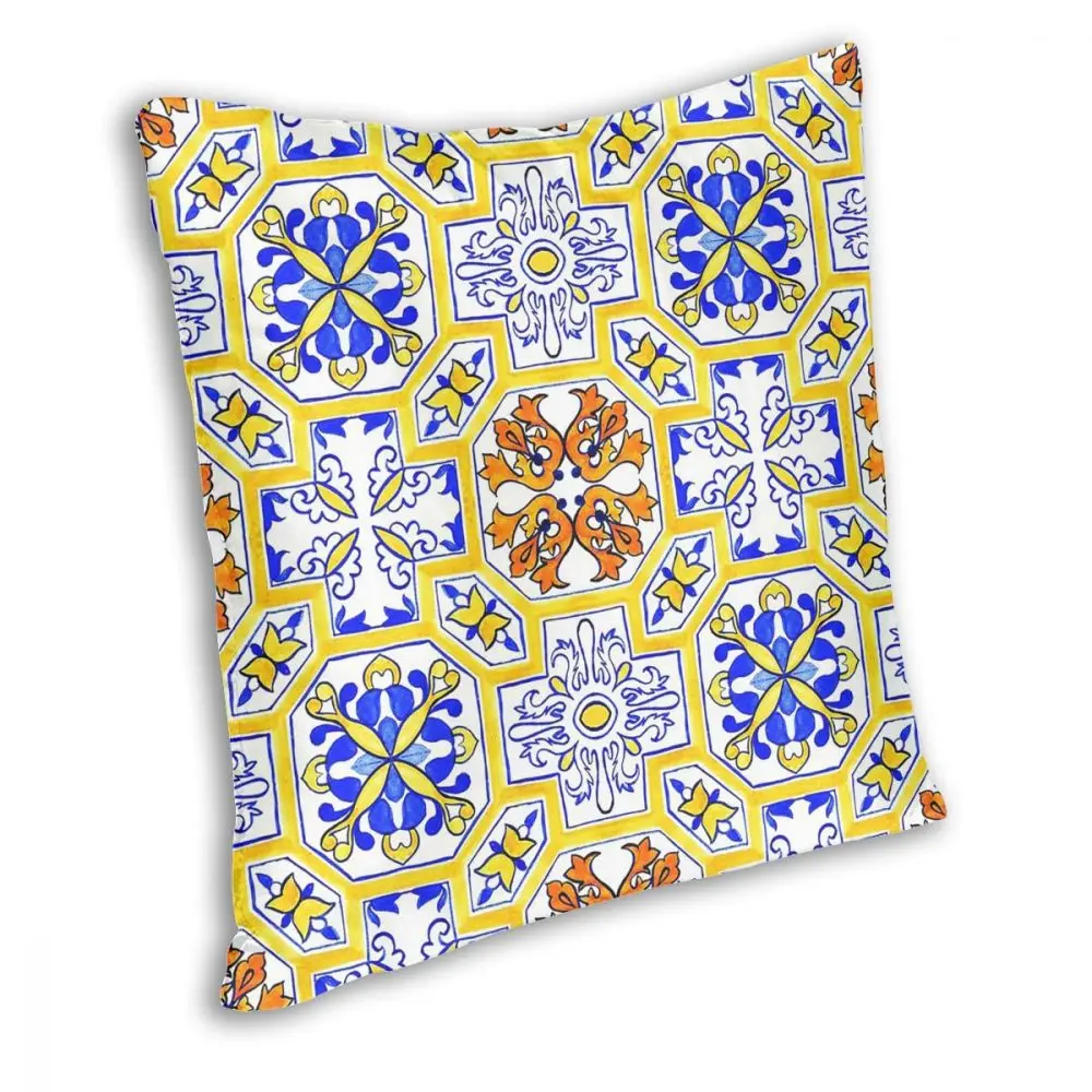 Portuguese Azulejo Tiles Square Pillow Case Polyester Throw Pillow Blue Delft Porcelain Pattern 45*45cm Cushion Covers