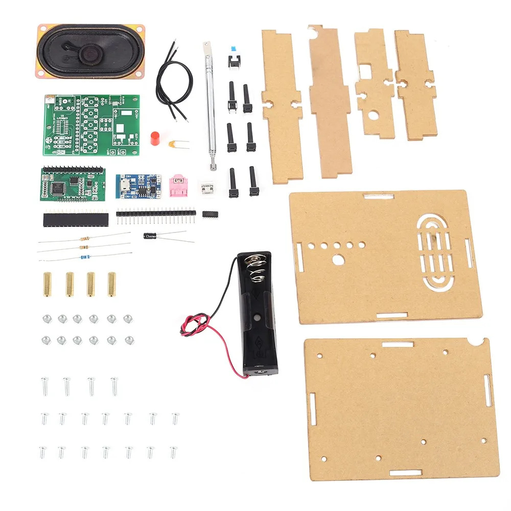 Kit electrónico de bricolaje, módulo receptor de Radio FM 76-108MHz, Kit de altavoz de Radio, modificación de frecuencia, LCDDisplay, práctica de