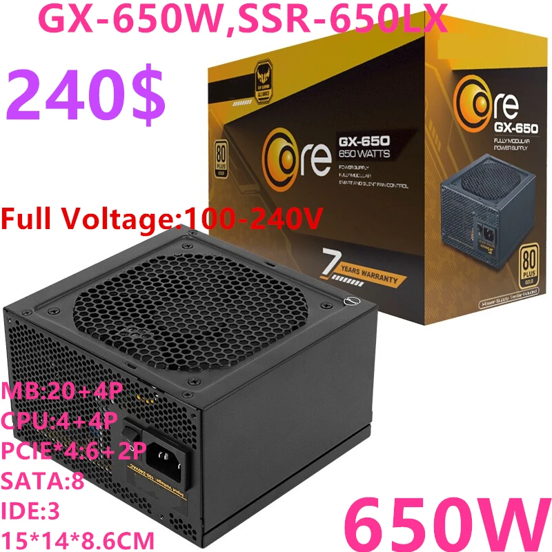 New Original PSU For SeaSonic 80plus Gold Full Module 550W 650W Power Supply CORE GX-550W SSR-550LX CORE GX-650W SSR-650LX