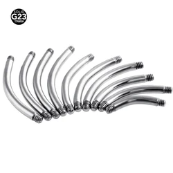 Barra curvada de titanio G23, accesorios para Piercing de ombligo, ceja, 10 y 50 unidades