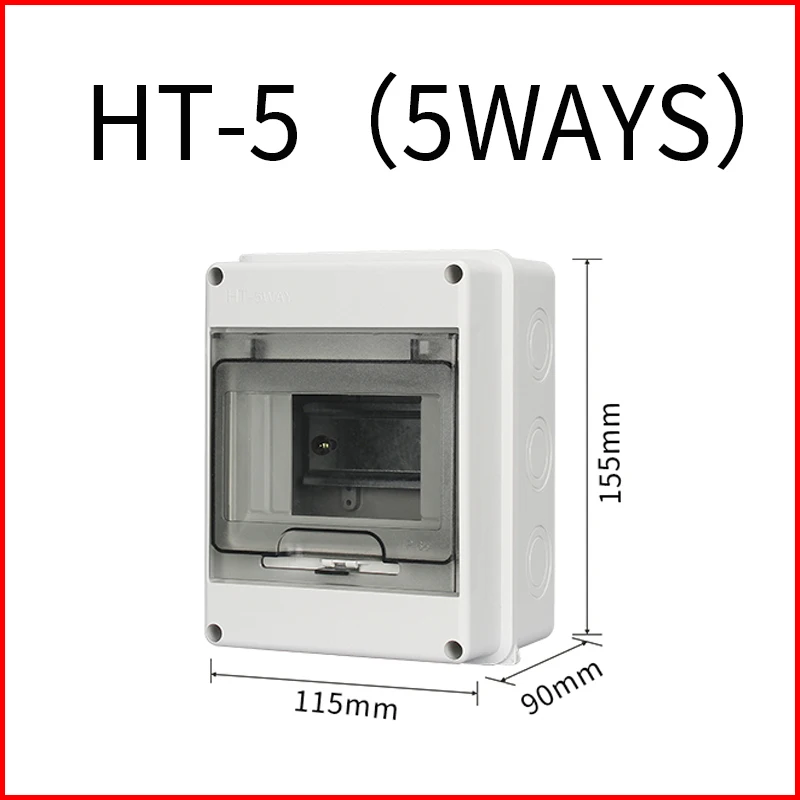 Surface mounted HT-5 loop outdoor waterproof distribution box empty box 5/8/12 bit plastic dz47 rail type