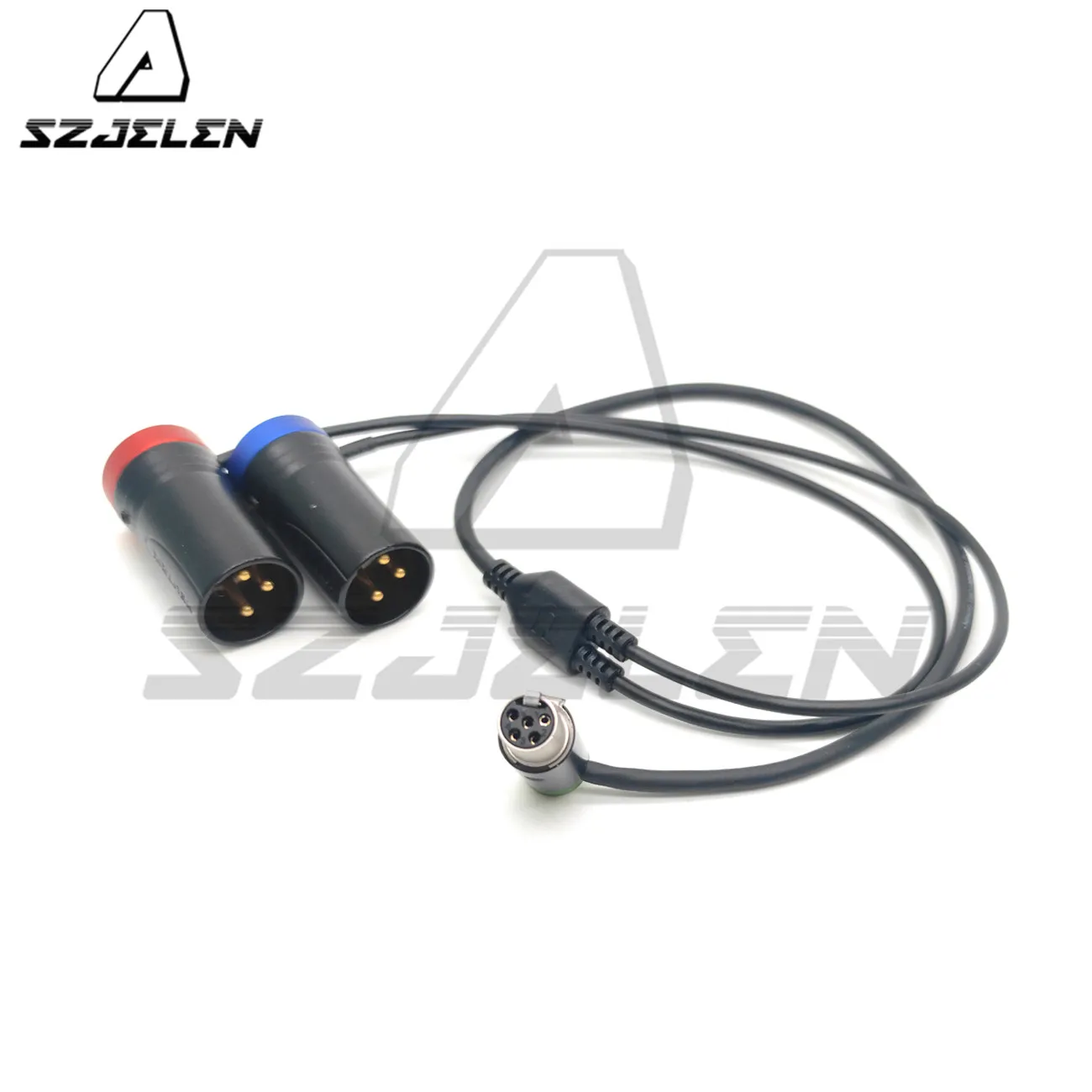 Low-profile ta5f mini XLR 5-pin female to two low-profile XLR NEUTRIK 3-pin XLR male connectors for Zaxcom qrx200 audio cables