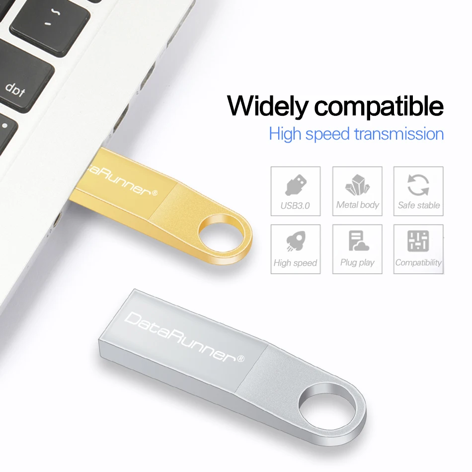 DataRunner 128GB USB 3.0 Flash Drive Metal Pen Drive 8GB 16GB 32GB 64GB Pendrive Key Chain Memoria Stick 3.0 Flashdisk