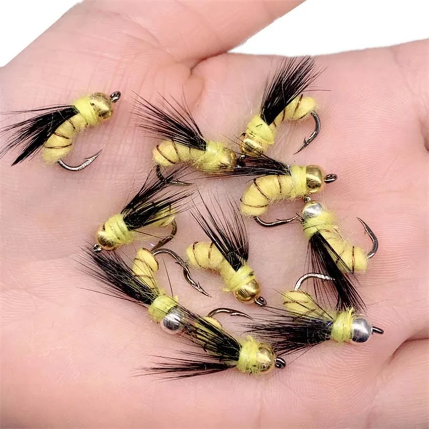 

1/10Pcs Fly Fishing Lure Trout Nymph Dry/Wet Flies Nymphs Artificial Bait