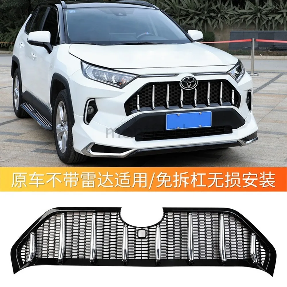 For Toyota RAV4 2019 2020 2021 5th China open refitted Martha Black Knight mesh grille front Center Grill decoration accessories