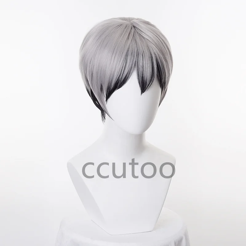 Kita Shinsuke Cosplay Wig Anime 30cm Shinsuke Kita Short Black Gray Styled Synthetic Hair Costume Wigs+ Wig Cap