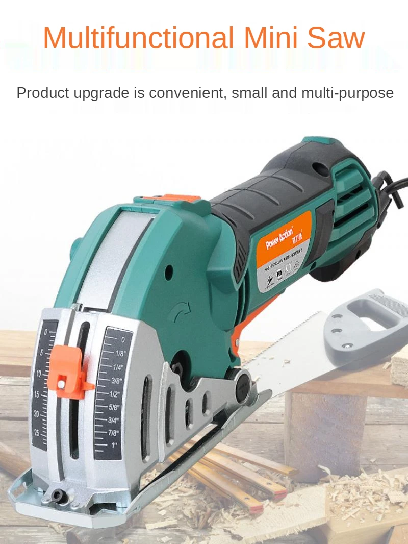 

220V Mini Circular Saw 500W Multifunctional Woodworking Electric Chainsaw Diy Tool Metal Tile Electric Saw Power Tool