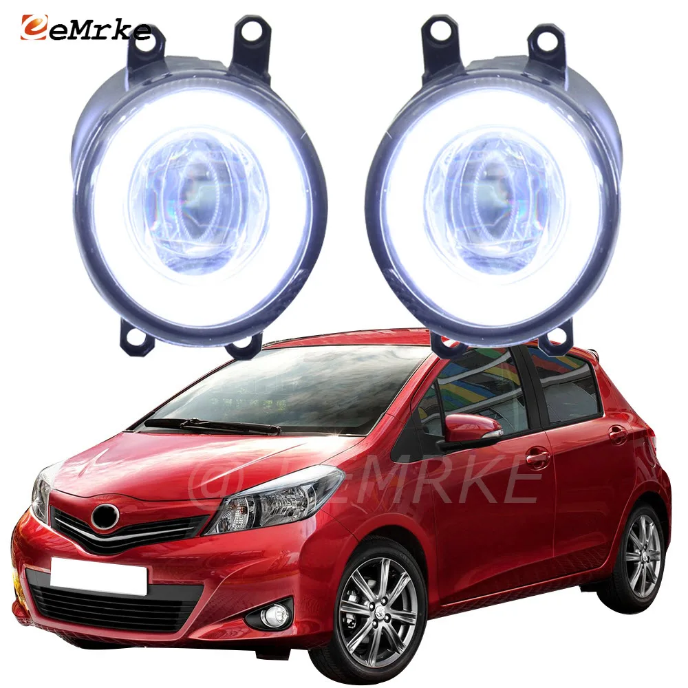 

Pair For Toyota Yaris 3D 5D Vitz XP9_ XP13_ 2006~2017 Cut-Line Lens LED Fog Lights Lamp Angel Eye DRL Daytime Running Lights