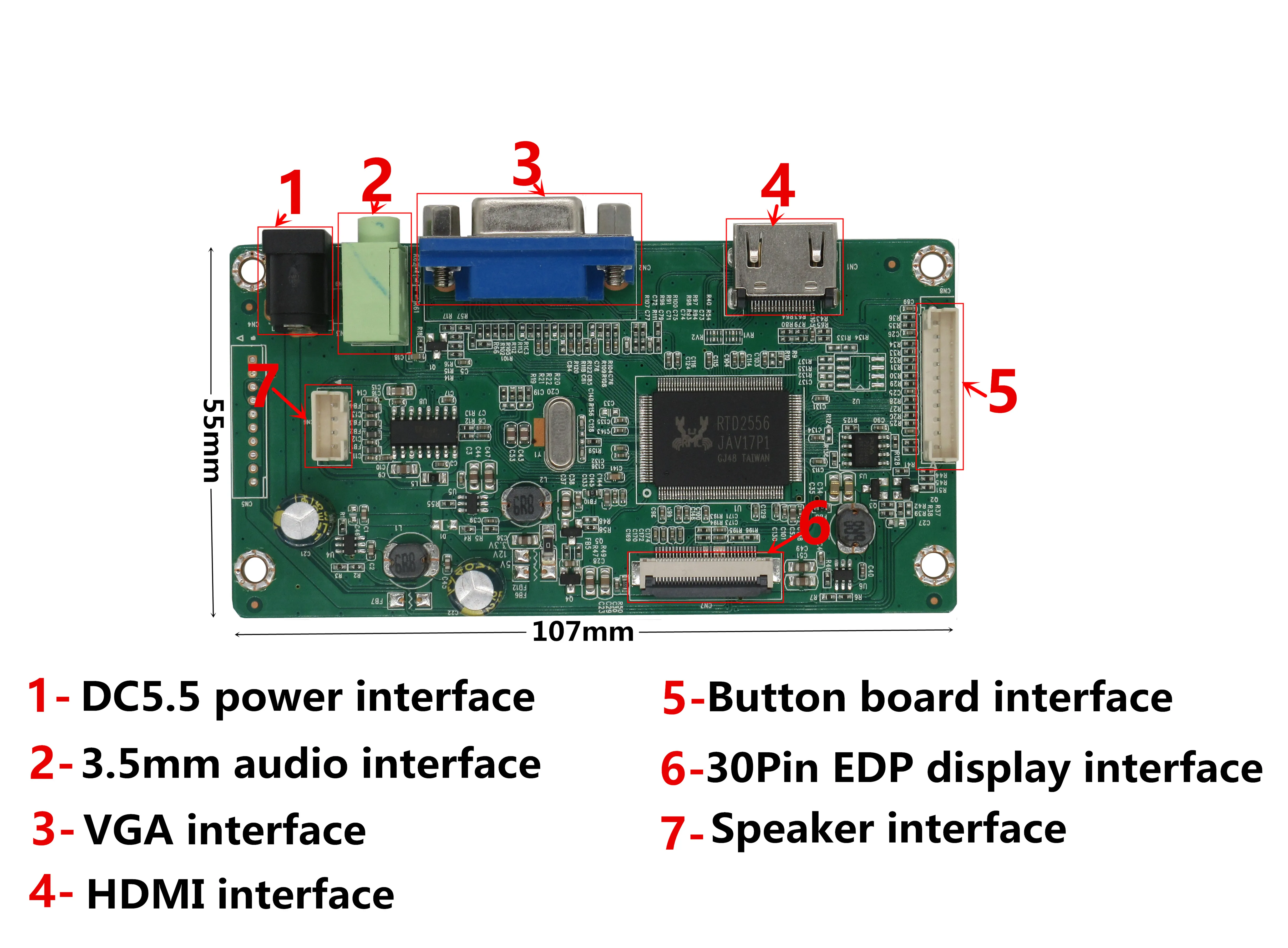 Imagem -02 - Compatível com Hdmi Tela Lcd Placa de Controle Driver Vga para Raspberry pi Laranja pi pc Monitor 116