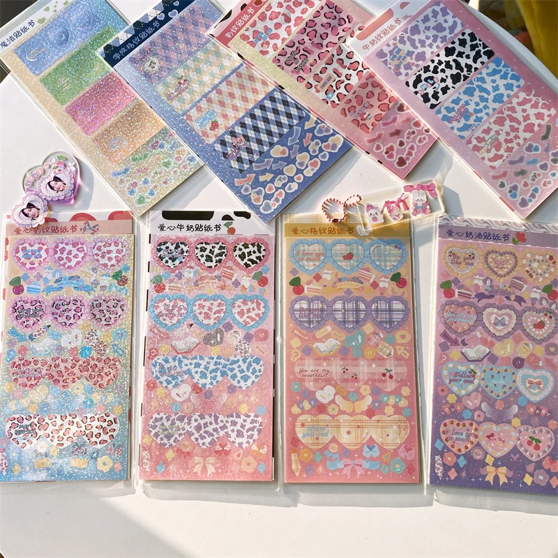 

4 шт. Милая леопардовая любовь наклейка на фоторамку декоративная лазерная наклейка s Скрапбукинг Стик этикетка «сделай сам» канцелярские принадлежности корейский стикер