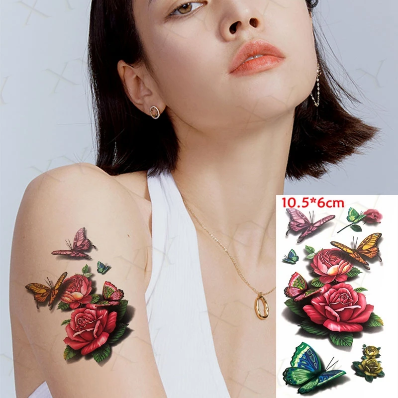 Waterproof Temporary Tattoo Sticker Red Sexy Lips Kiss Flash Tatoo Love Heart on Wrist Leg Fake Tatto for Body Art Women Men