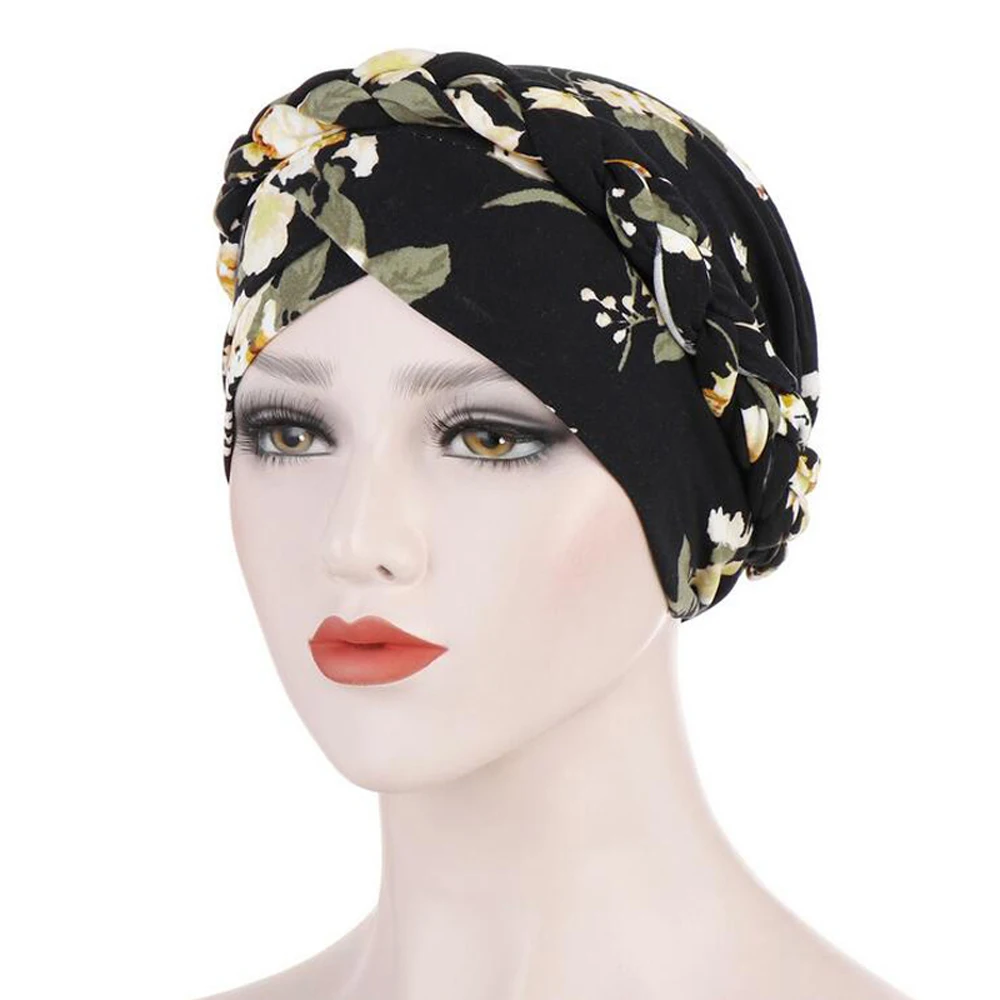 Cotton Print Muslim Turban Scarf Braid for Women Islamic Inner Bonnet Caps Arab Wrap Head Scarves Femme Musulman Turbante Mujer