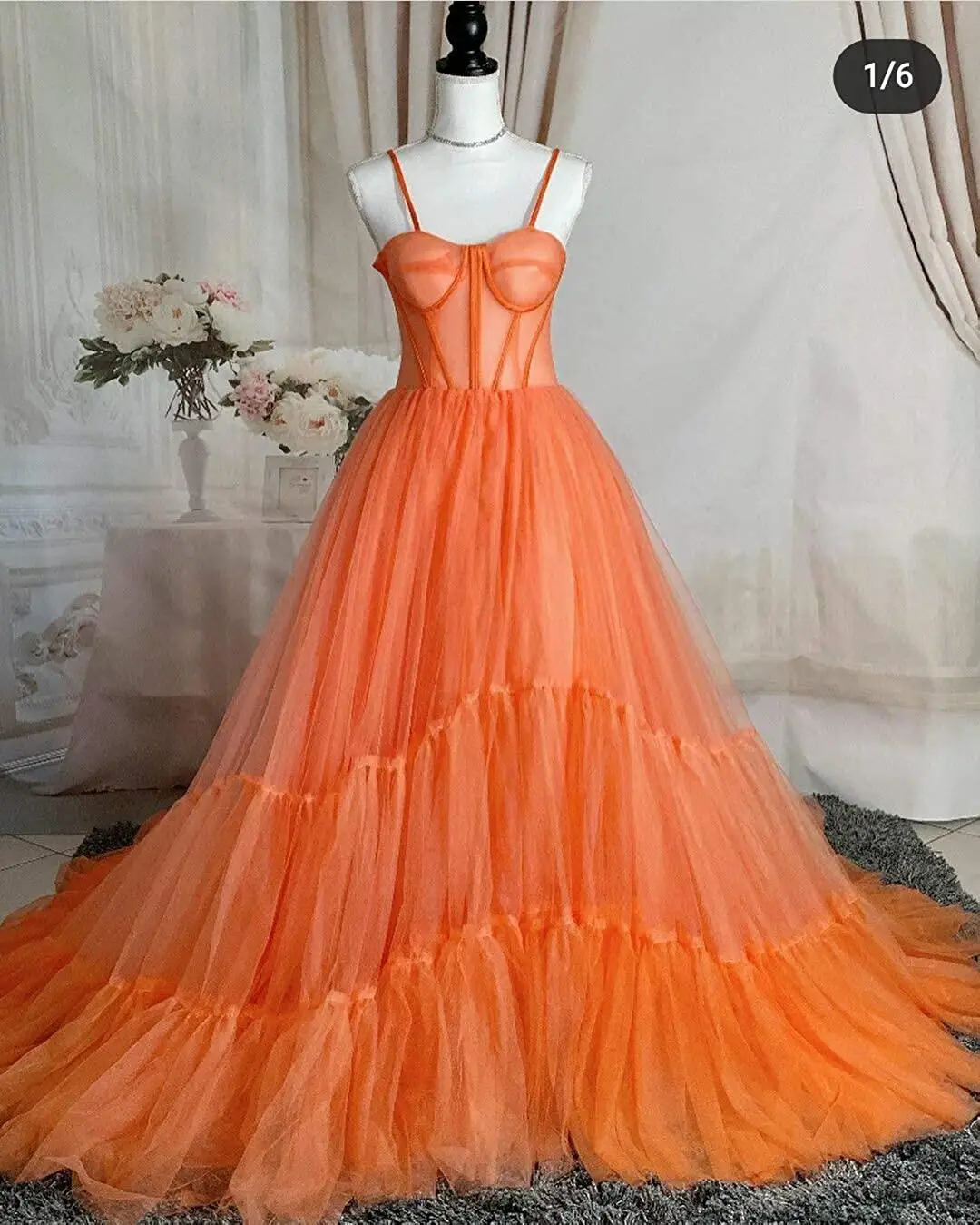 Orange Prom Dresses Sexy Robes for Photo Shoot or Baby Shower Custom Made Maternity Robes Photoshoot Fluffy Robe Real Images