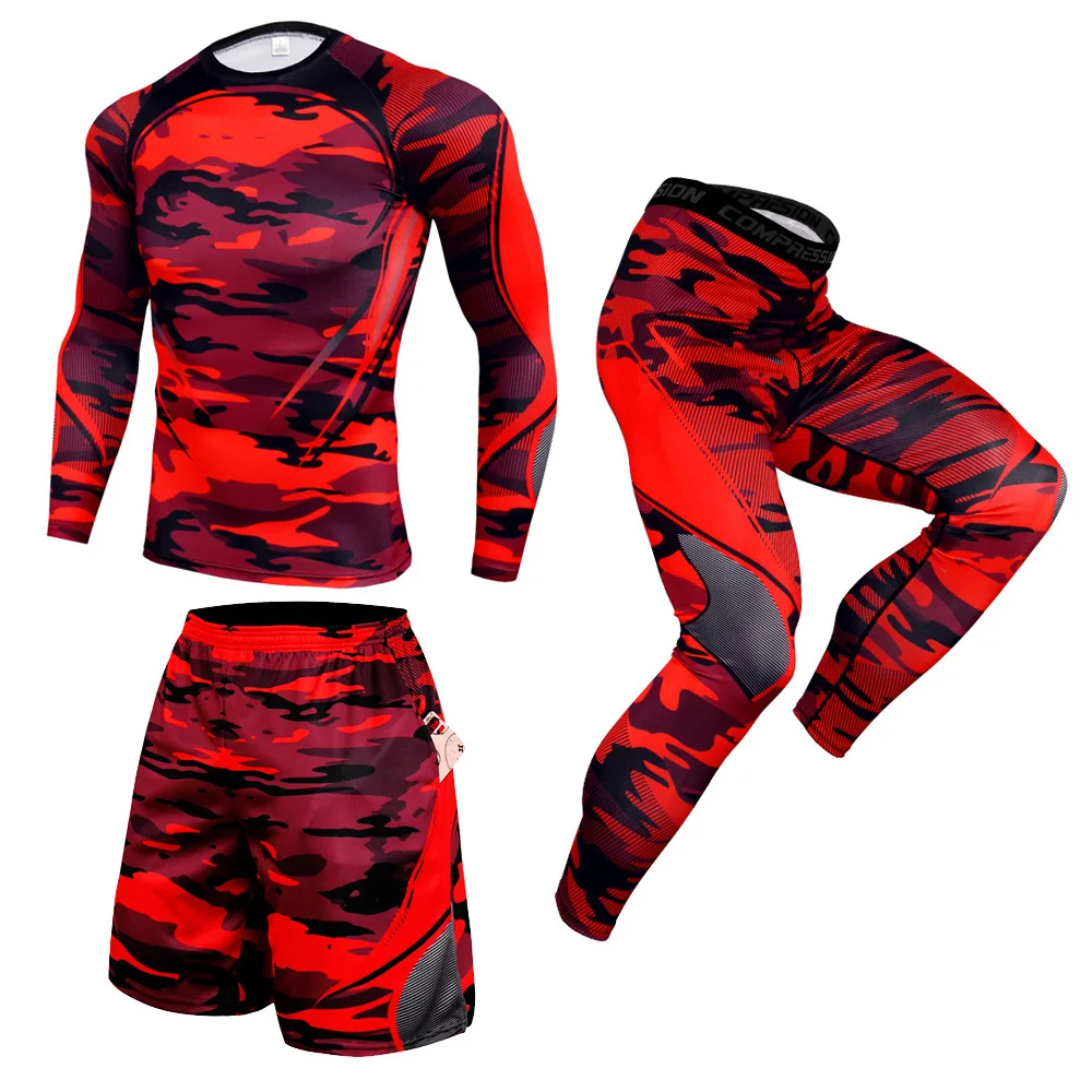 Gym Clothing Men Compression Shirt Pants Shorts Sport Suit Quick Dry Fit Basketball Jersey Workout Fitness Running Set Tracksuit image 2