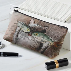 Nette Cartoon Katze frauen Tragbare Reise Waschen Tasche Weibliche Make-Up Lagerung Beutel Große Kapazität Kosmetische Veranstalter Schönheit Fall