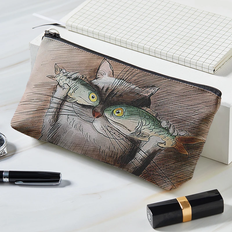 Cute Cartoon Cat Women's Portable Travel Wash Bag Female Makeup Storage Pouch Large Capacity Cosmetic Organizer Beauty Case